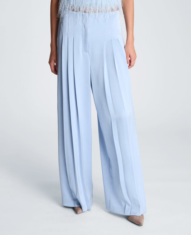 Kenneth Cole - Fly Front High Rise Wide Leg Stitched Tripe Pleat Pant WOMENS PANTS for Women