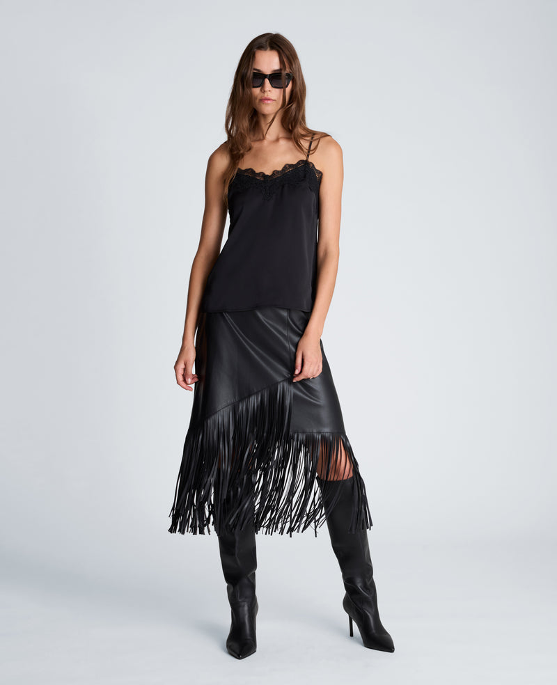 Kenneth Cole - Assymetrical Pencil Skirt with Fringe Hem WOMENS SKIRTS for Women