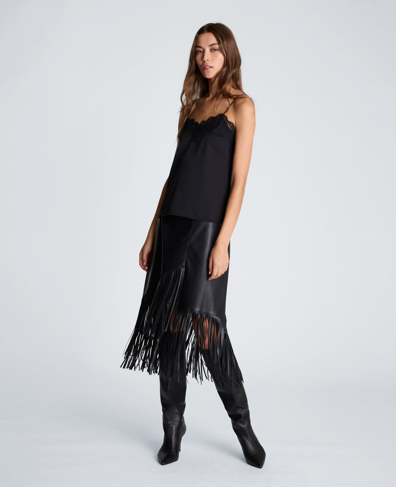 Kenneth Cole - Assymetrical Pencil Skirt with Fringe Hem WOMENS SKIRTS for Women