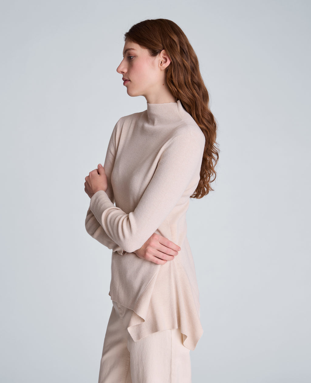 Kenneth Cole - Mock Neck Long Sleeve Peplum Sweater WOMENS SWEATER for Women 