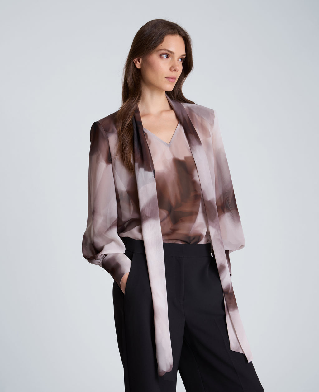 Kenneth Cole - Tie Neck Blouse Balloon Sleeve Top WOMENS TOPS for Women 
