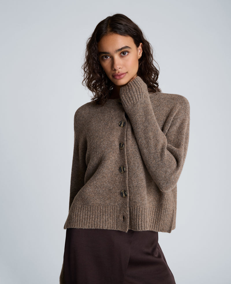 Kenneth Cole - Long Sleeve Crew Neck Button Up Cardigan WOMENS SWEATER for Women