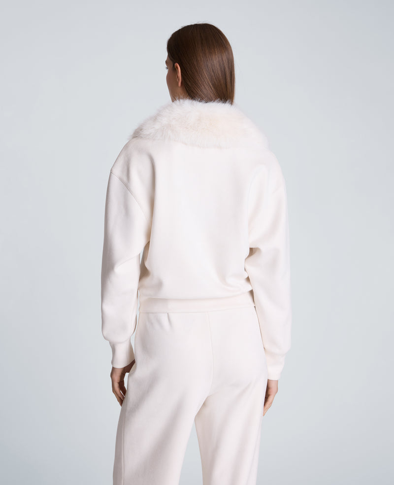 Kenneth Cole - Long Sleeve V-Neck Top with Fur Collar WOMENS KNITS for Women