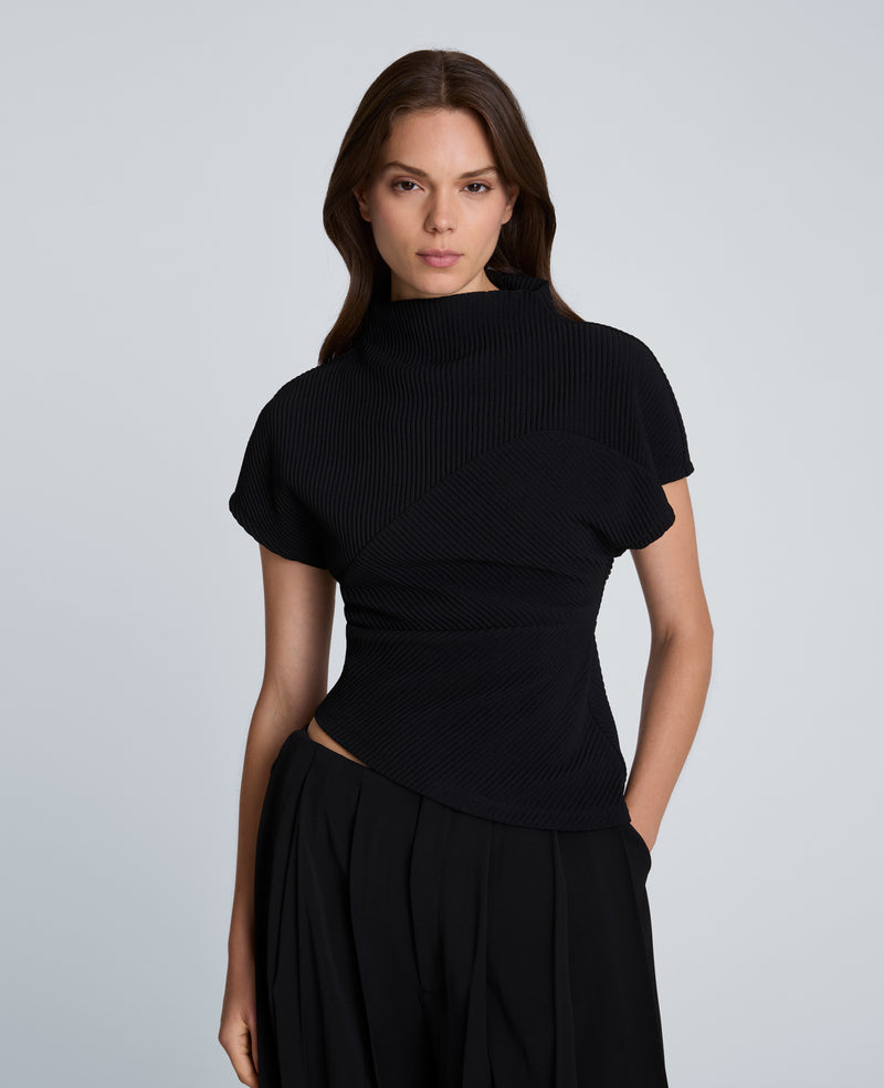 Kenneth Cole - Mock Neck Asymmetrical Pullover with Extended Shoulder WOMENS KNITS for Women