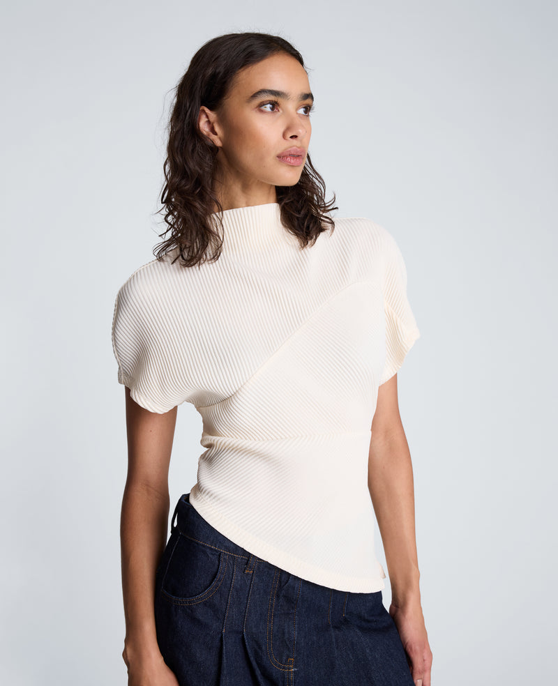 Kenneth Cole - Mock Neck Asymmetrical Pullover with Extended Shoulder WOMENS KNITS for Women