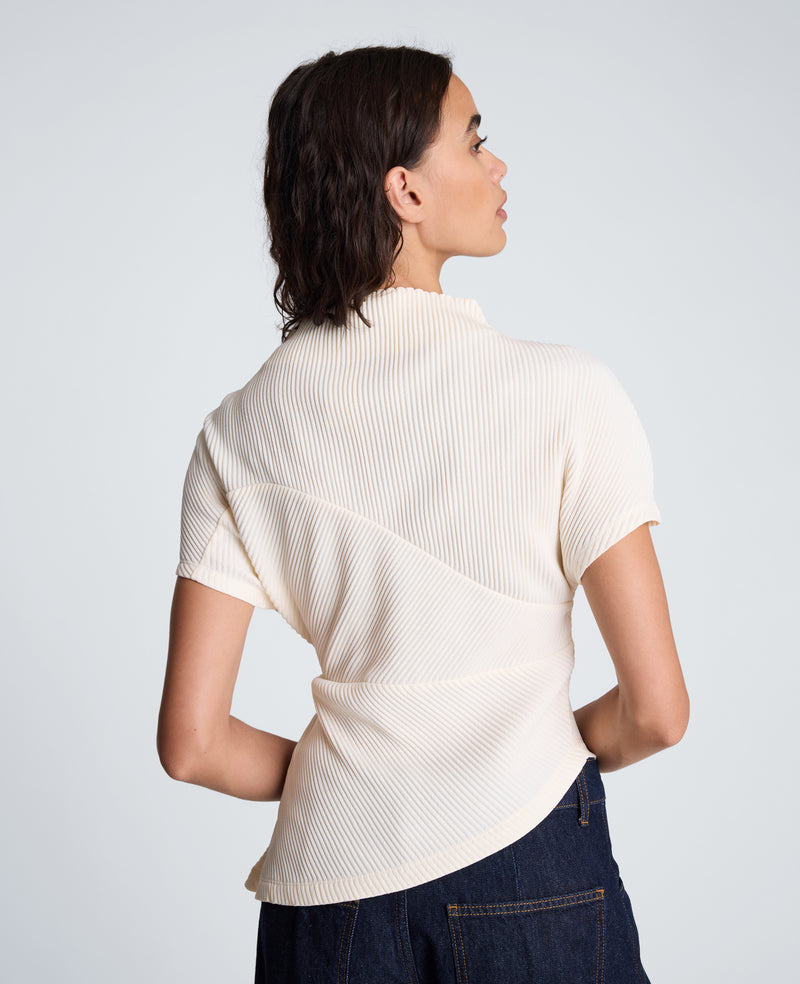 Kenneth Cole - Mock Neck Asymmetrical Pullover with Extended Shoulder WOMENS KNITS for Women