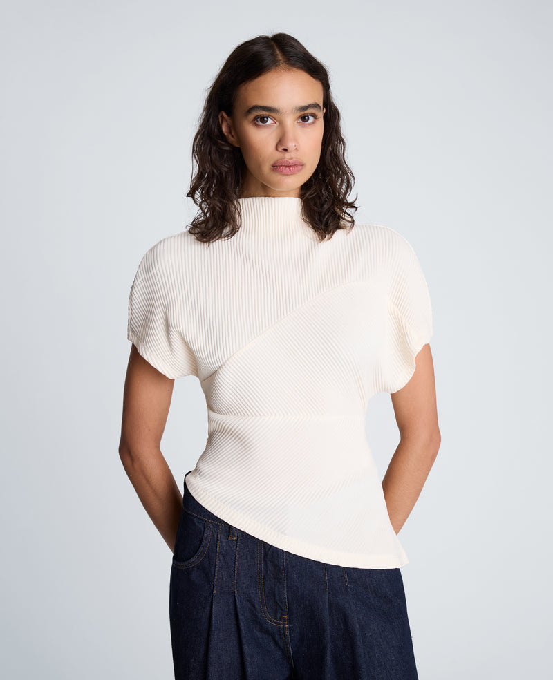 Kenneth Cole - Mock Neck Asymmetrical Pullover with Extended Shoulder WOMENS KNITS for Women