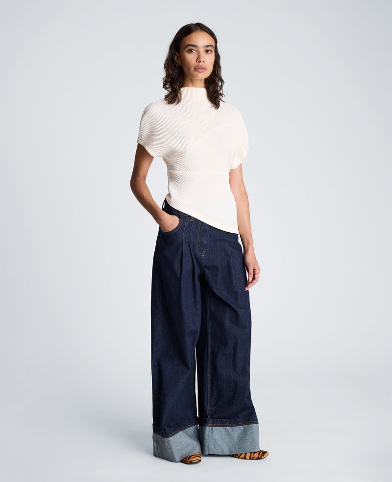Kenneth Cole - Mock Neck Asymmetrical Pullover with Extended Shoulder WOMENS KNITS for Women