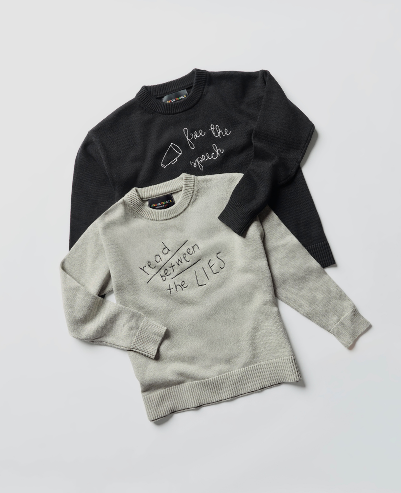 Kenneth Cole - Lingua Franca Read Between The Lies Unisex Cotton Crewneck Sweater Men's Apparel for Unisex