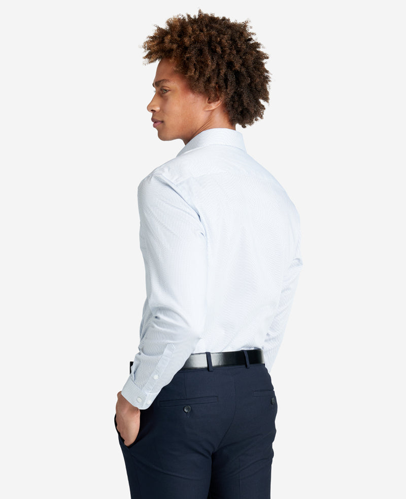 Kenneth Cole | Slim-Fit Button-Down Stretch Dress Shirt with Tek Fit in Powder Blue, Size: 15/32 Kenneth Cole | Slim-Fit Button-Down Stretch Dress Shirt with Tek Fit in Powder Blue, Size: 15/32