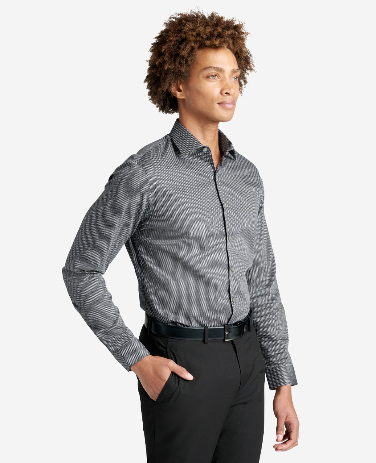 Slim-Fit Stretch Dress Shirt – Black Smoke