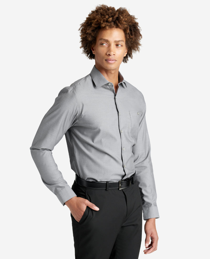 Kenneth Cole | Slim-Fit Button-Down Stretch Dress Shirt with Tek Fit in Eclipse, Size: 17.5/32 Kenneth Cole | Slim-Fit Button-Down Stretch Dress Shirt with Tek Fit in Eclipse, Size: 17.5/32