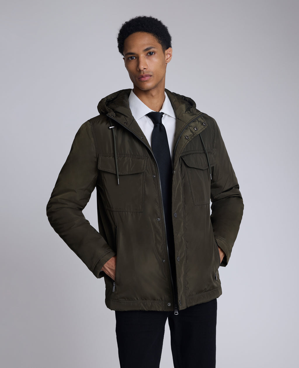 Kenneth Cole - Utlilty Rain Hooded Jacket MENS OUTERWEAR for Men 