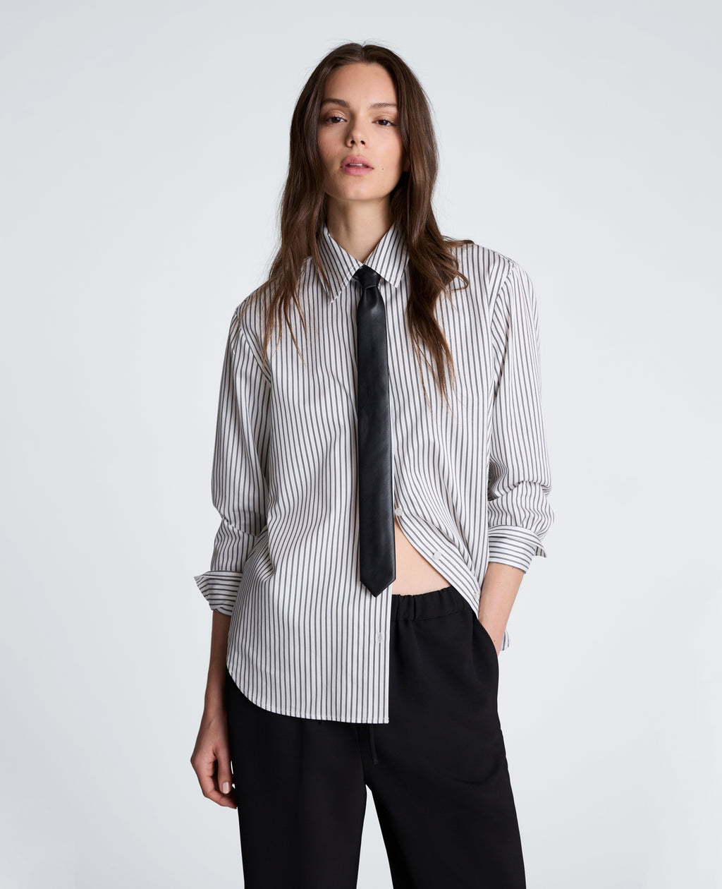 Kenneth Cole - Boyfriend Button Down Shirt with Tie WOMENS SHIRTS for Women 