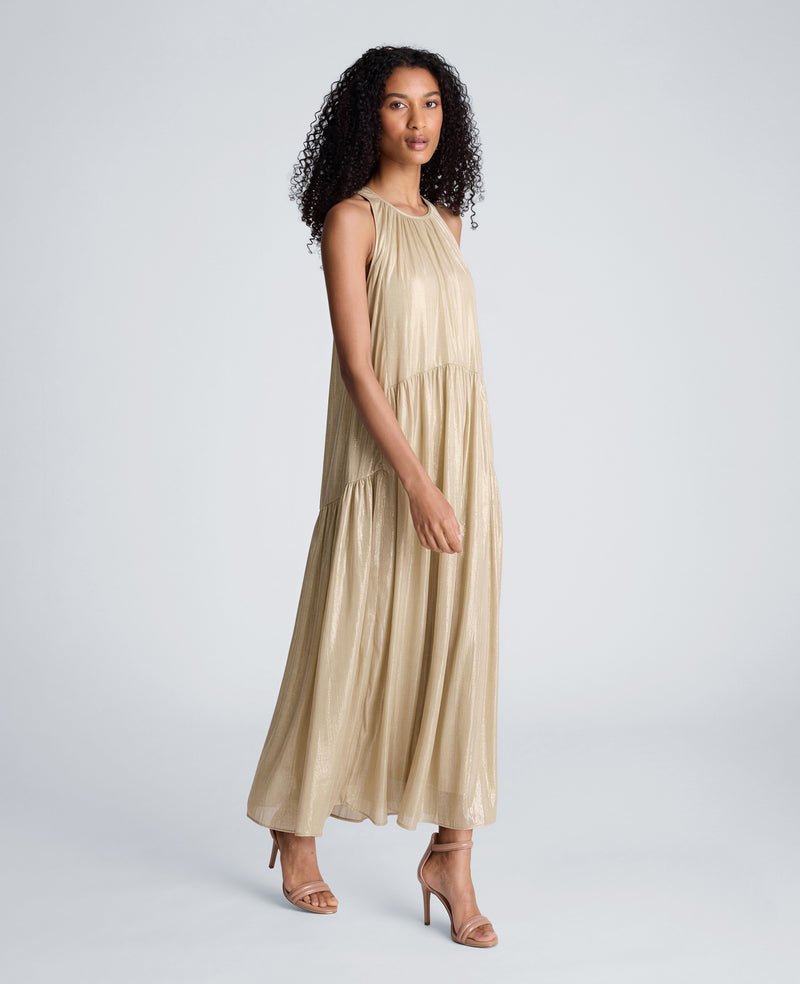Kenneth Cole - Gathered Halter Neck Foil Maxi Dress WOMENS DRESS for Women