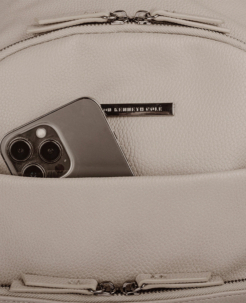 beige laptop backpack Kenneth Cole