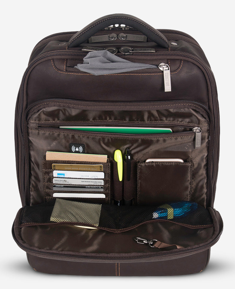 co lab leather backpack Kenneth Cole Reaction Laptop Backpack, Brown Colombian Leather (580671E)