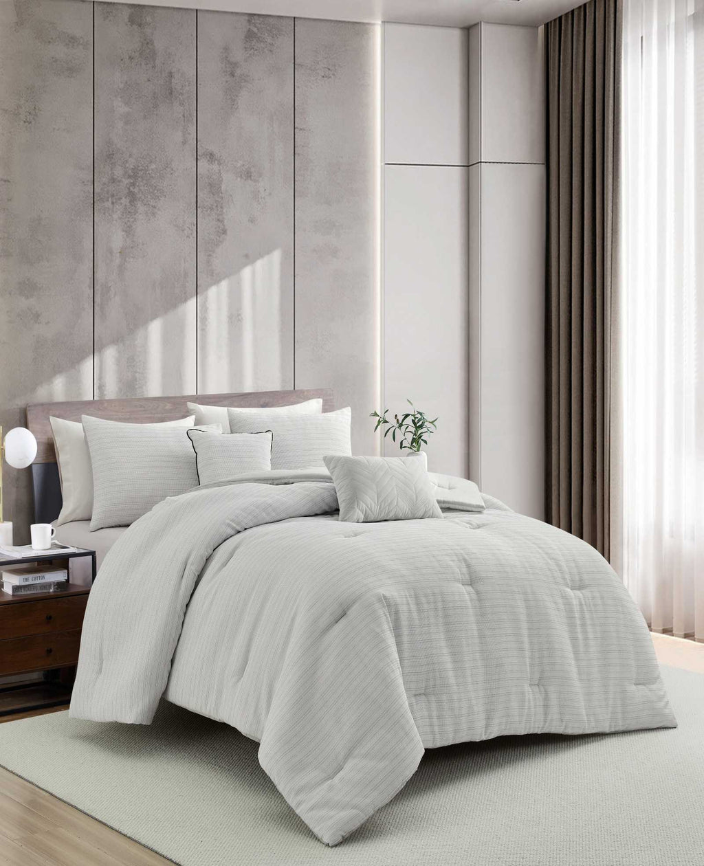 Kenneth Cole - Space Dye Grid Comforter Set Bedding 