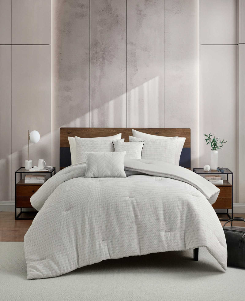 Kenneth Cole - Space Dye Grid Comforter Set Bedding