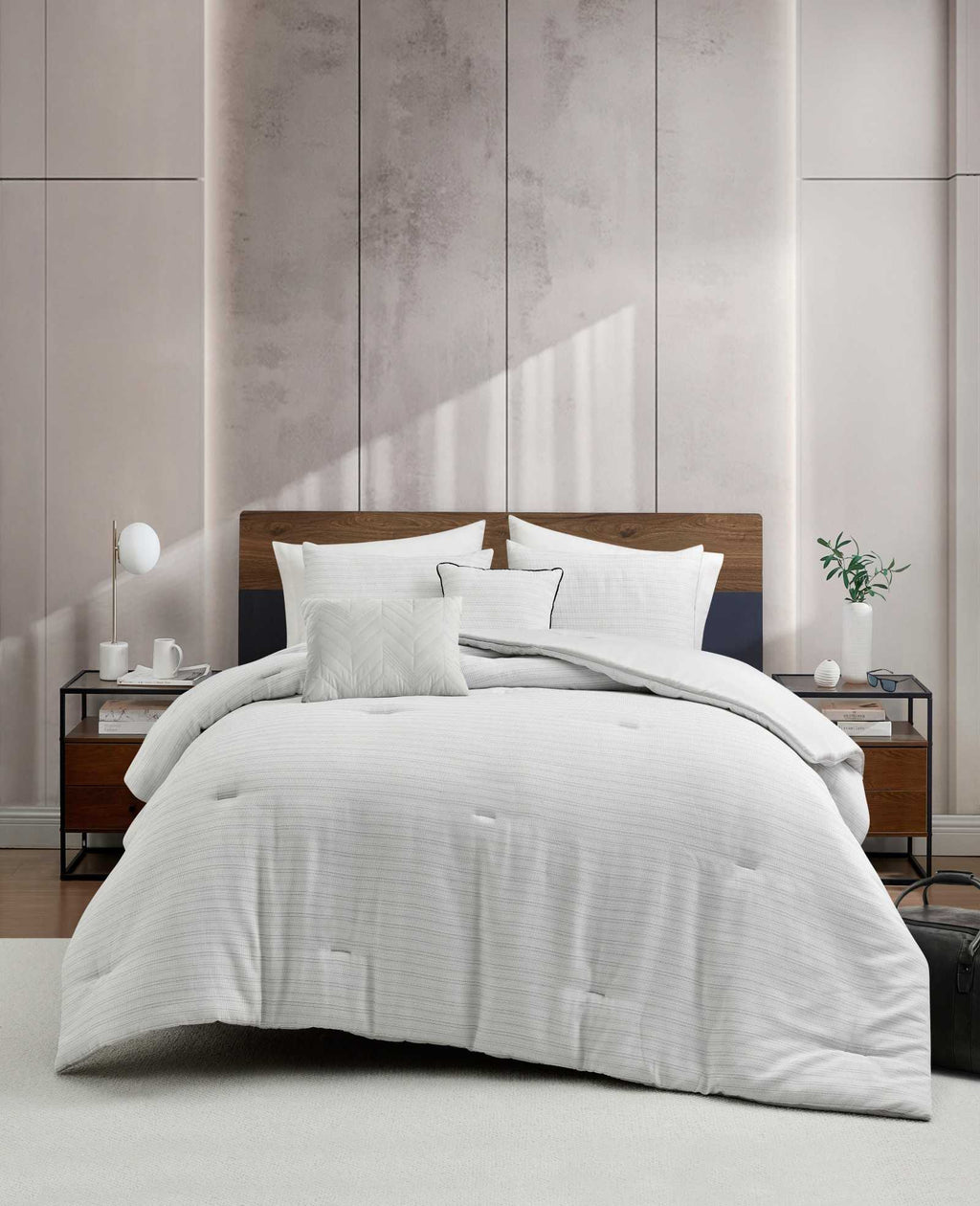 Kenneth Cole - Space Dye Grid Comforter Set Bedding 