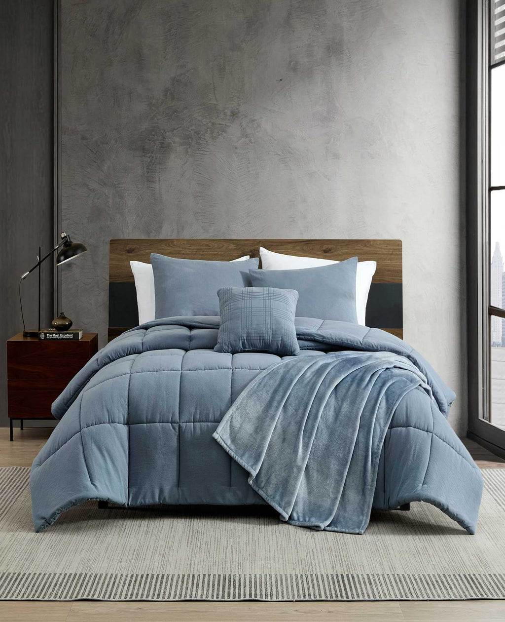 Kenneth Cole - Stonewashed Solid Comforter Set Bedding 