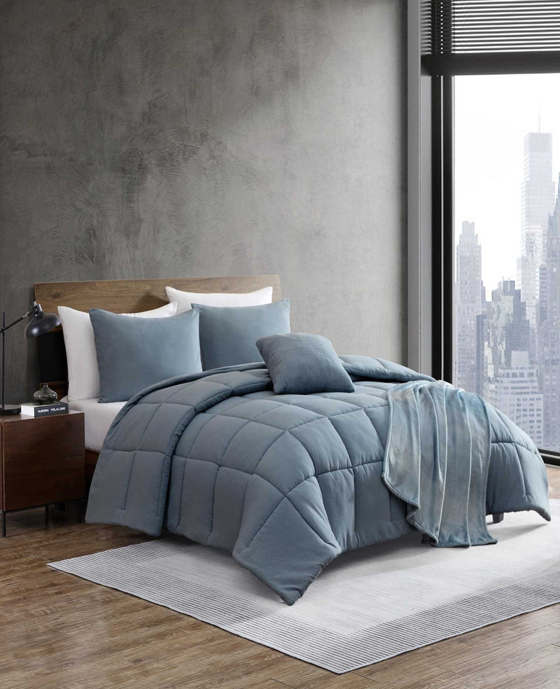 Kenneth Cole - Stonewashed Solid Comforter Set Bedding