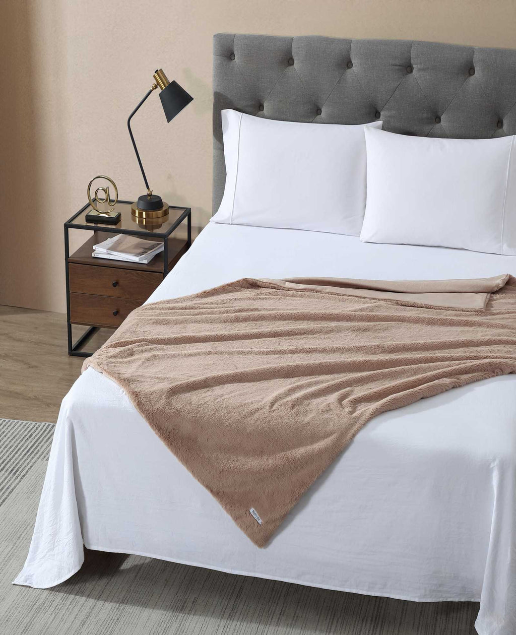Kenneth Cole - Faux Fur Solid Throw Blanket Bedding 