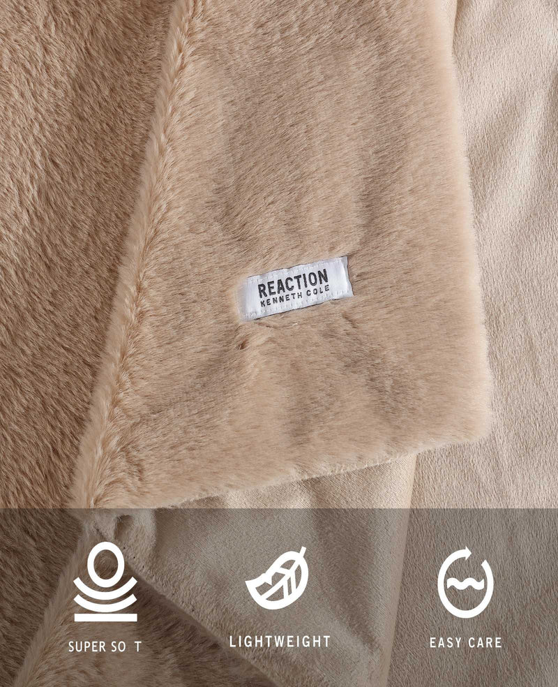 Kenneth Cole - Faux Fur Solid Throw Blanket Bedding