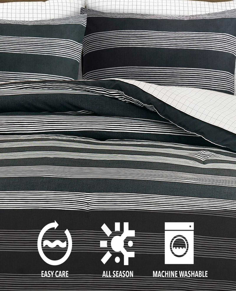 Kenneth Cole - Banded Stripe Textured Comforter Set Bedding
