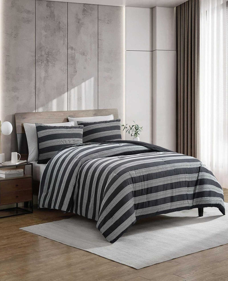 Kenneth Cole - Banded Stripe Textured Comforter Set Bedding