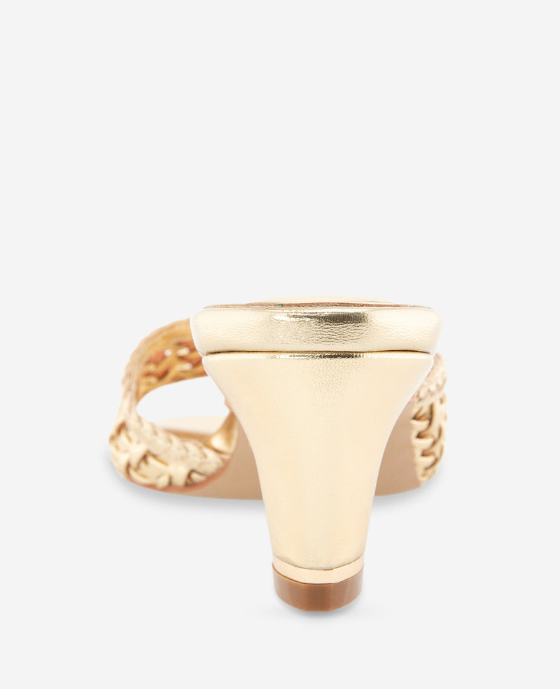 Kenneth Cole - Arita Metallic Woven Leather Open Toe Heel WOMENS HEELS for Women