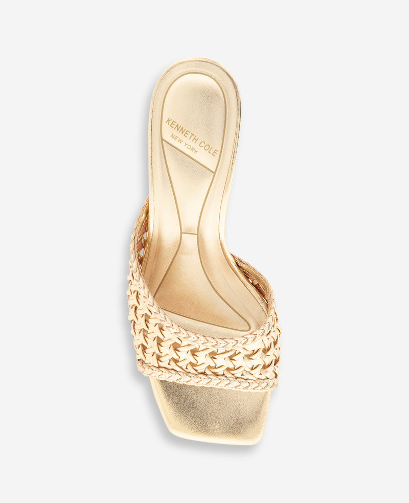 Kenneth Cole - Arita Metallic Woven Leather Open Toe Heel WOMENS HEELS for Women