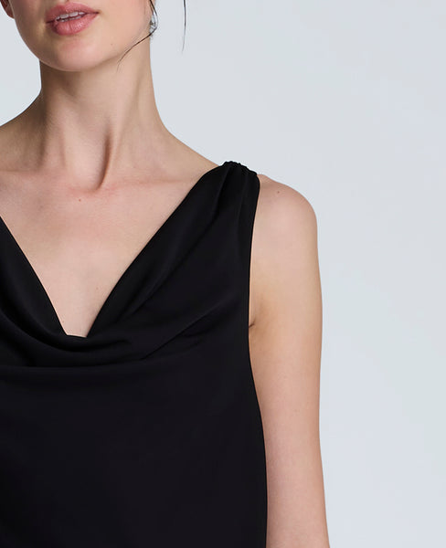 Kenneth Cole Women's Asymmetric Hem Cowl Neck Dress, Black, 8