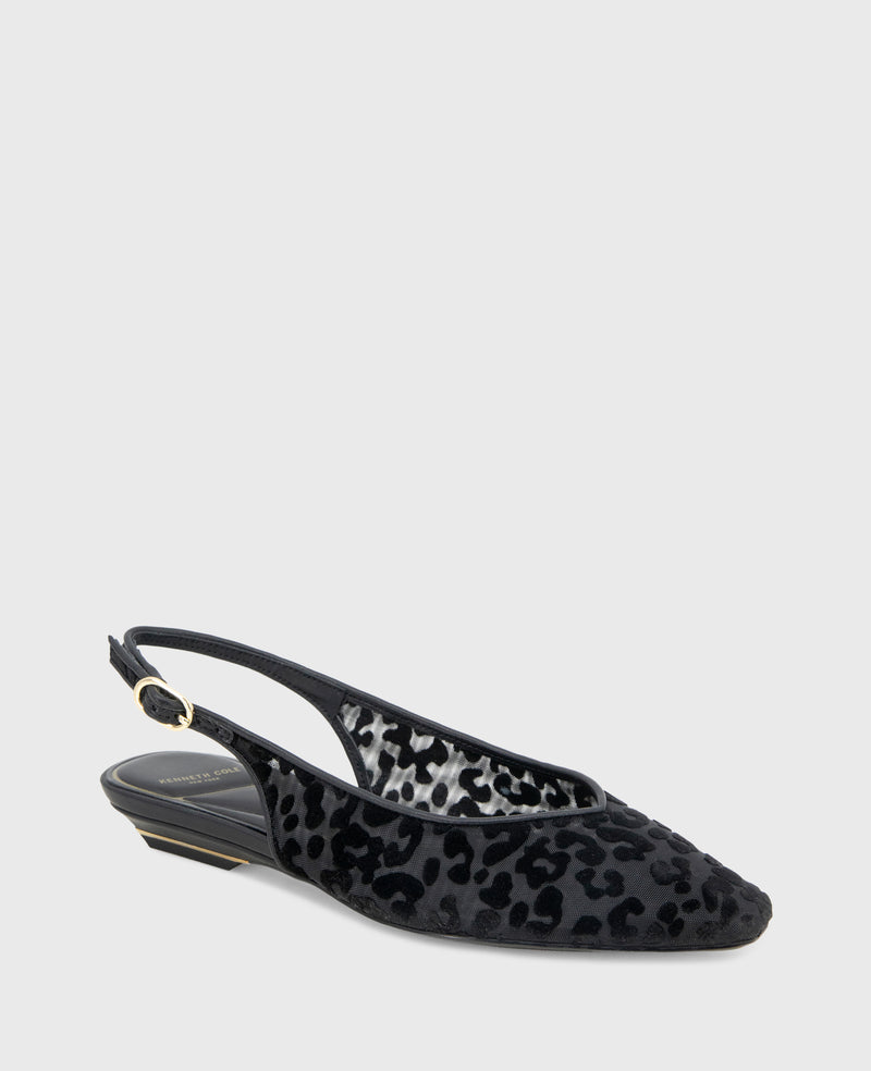 Kenneth Cole - Berkette Leopard Flocked Mesh Slingback WOMENS FLAT for Women