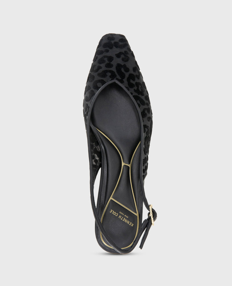 Kenneth Cole - Berkette Leopard Flocked Mesh Slingback WOMENS FLAT for Women