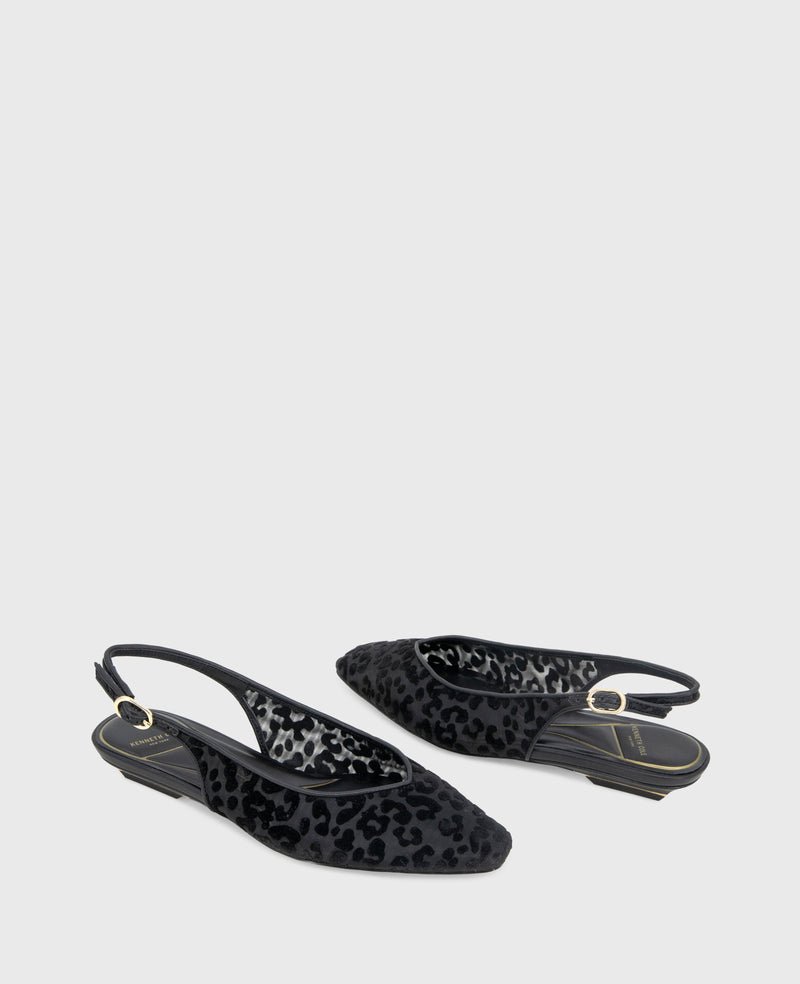 Kenneth Cole - Berkette Leopard Flocked Mesh Slingback WOMENS FLAT for Women
