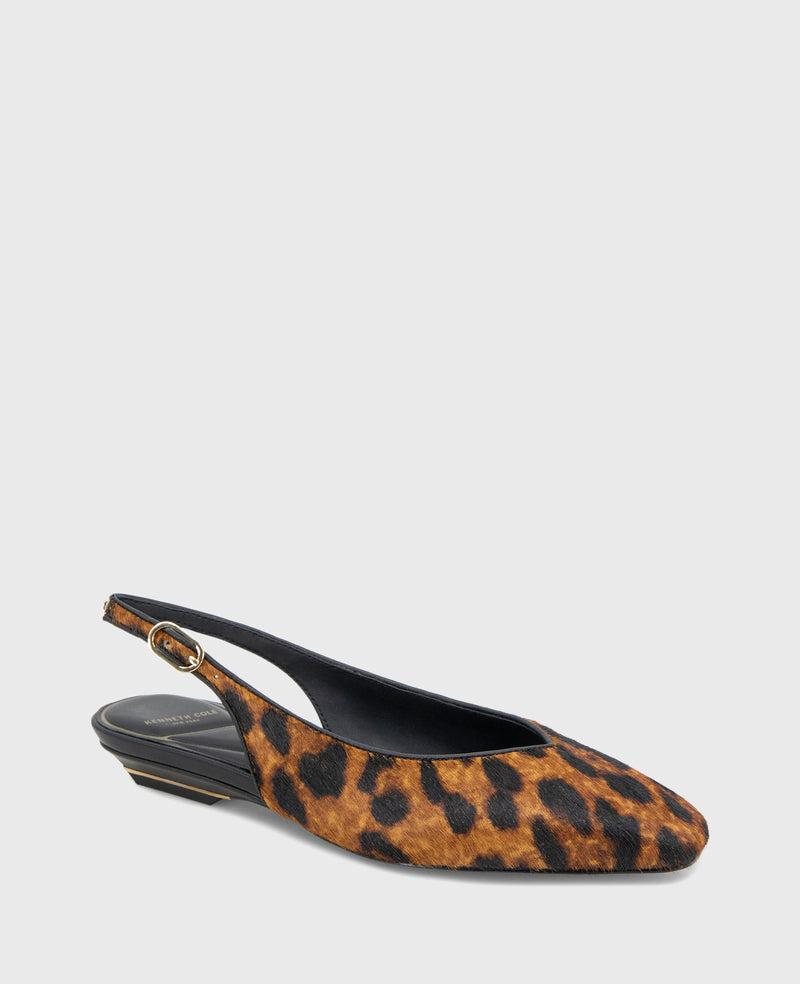 Kenneth Cole - Berkette Leopard Calf Hair Slingback WOMENS FLAT for Women