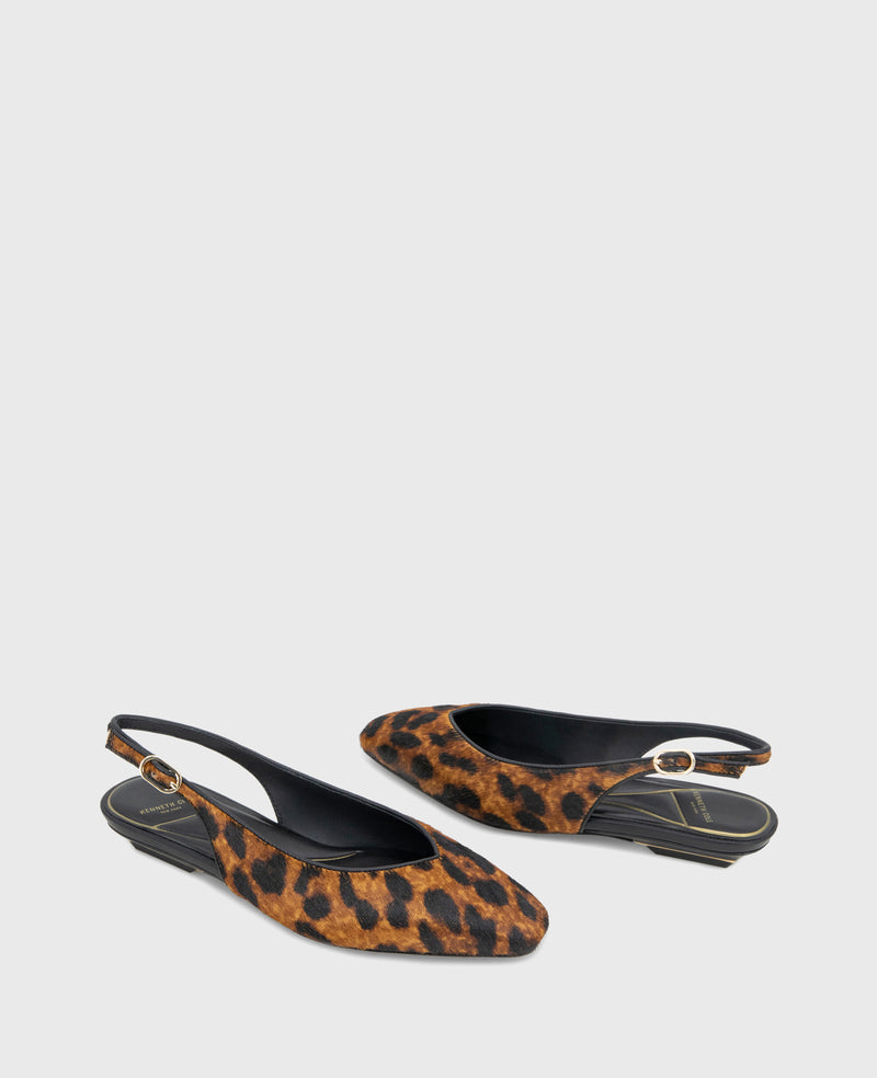 Kenneth Cole - Berkette Leopard Calf Hair Slingback WOMENS FLAT for Women