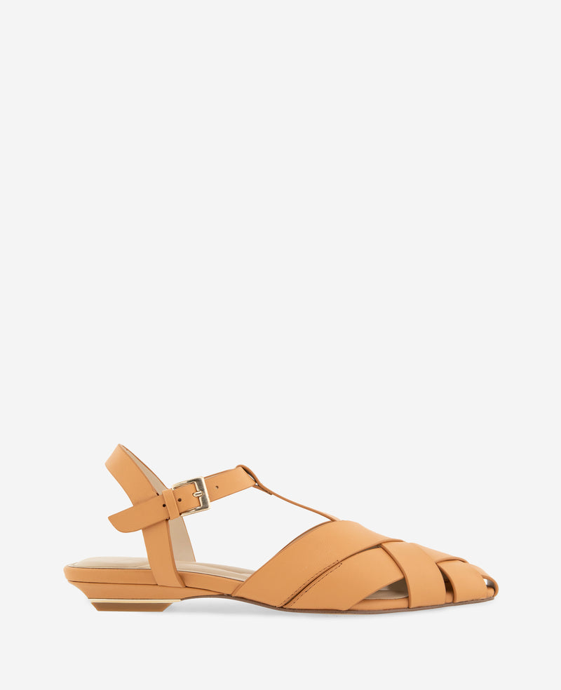 Kenneth Cole - Bindy Woven Leather T-Strap Sandal WOMENS FLAT for Women