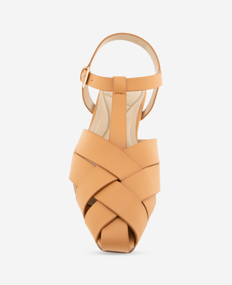 Kenneth Cole - Bindy Woven Leather T-Strap Sandal WOMENS FLAT for Women