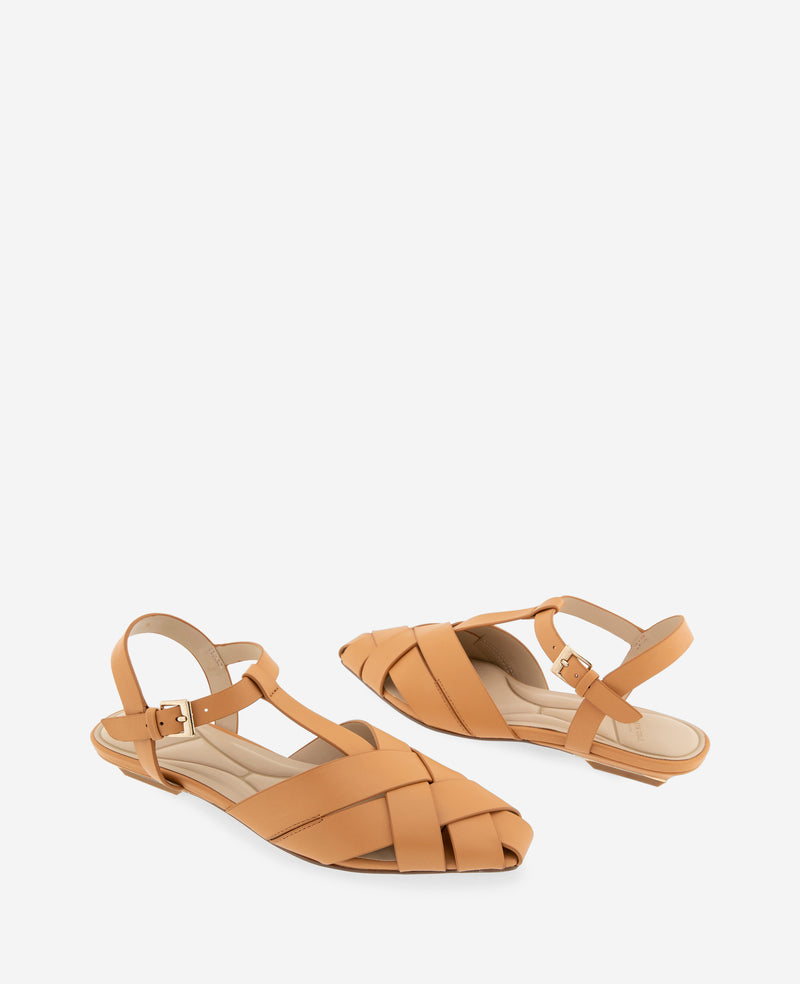 Kenneth Cole - Bindy Woven Leather T-Strap Sandal WOMENS FLAT for Women