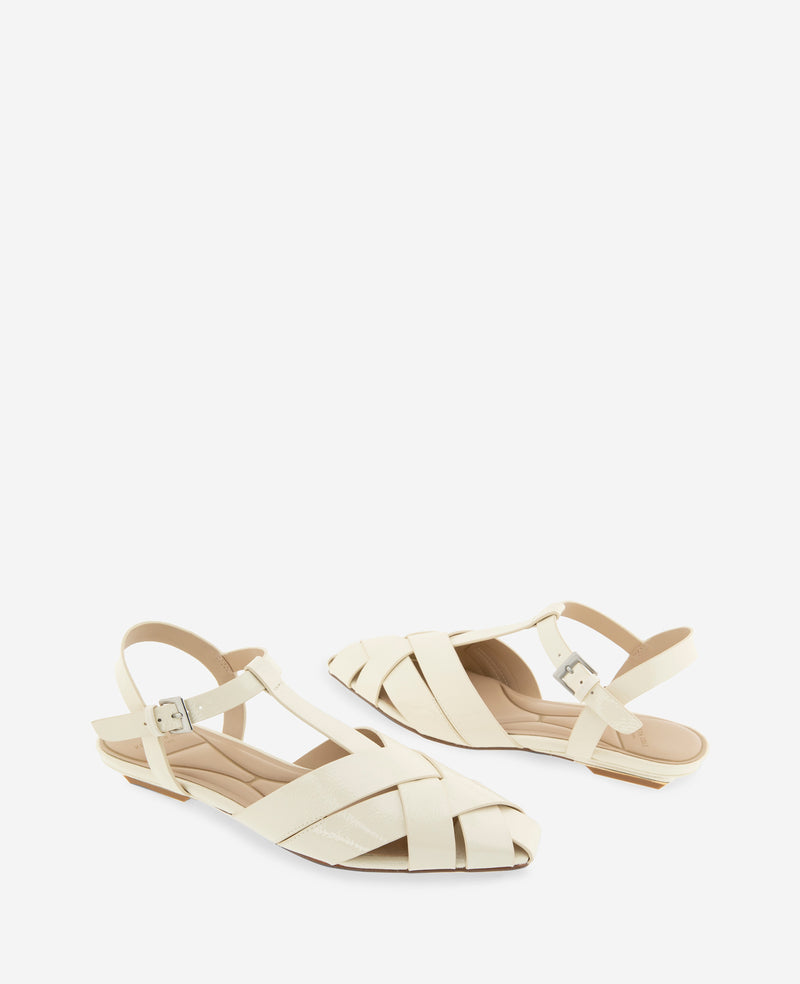 Kenneth Cole - Bindy Woven Leather T-Strap Sandal WOMENS FLAT for Women