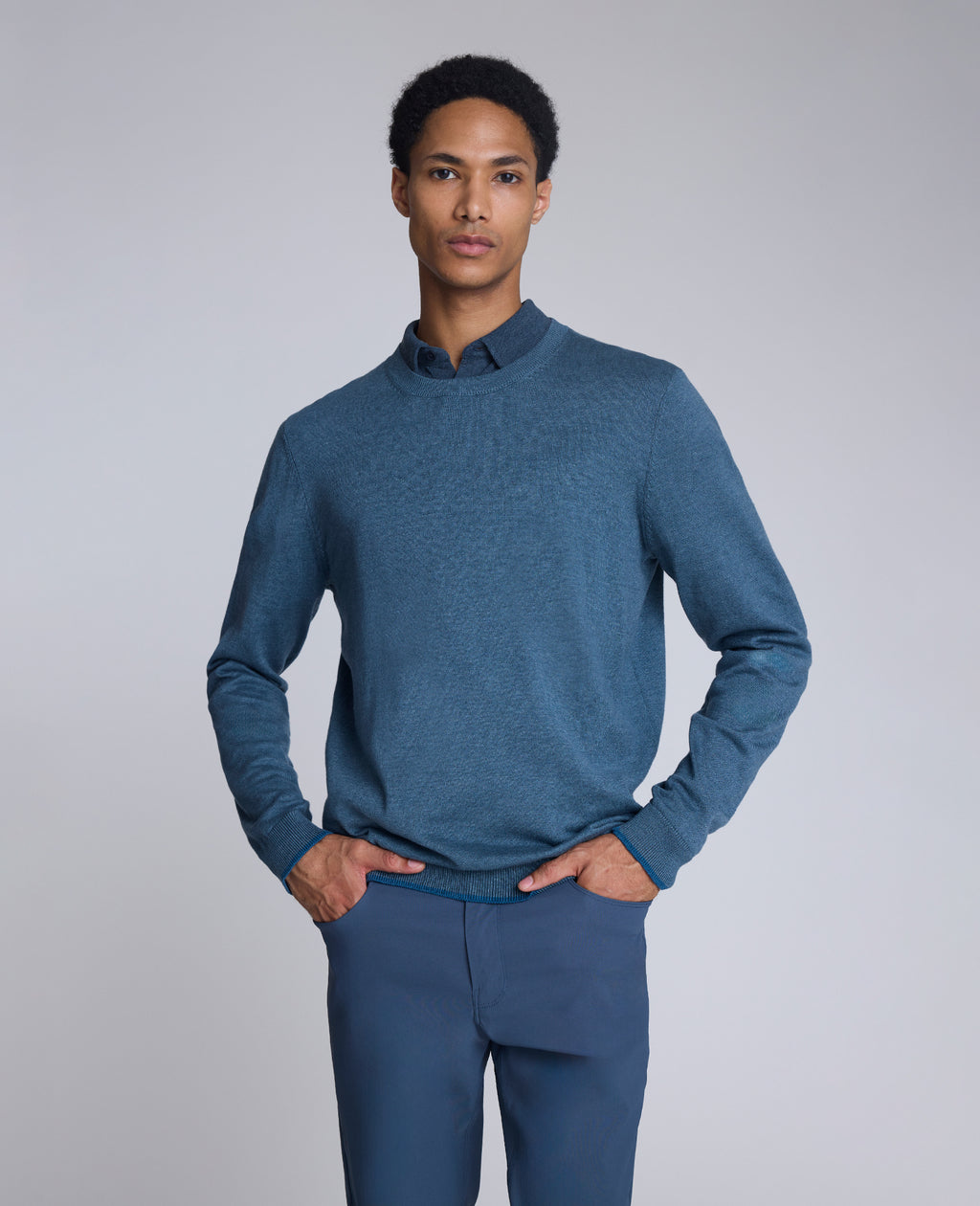 Kenneth Cole - Crewneck Sweater with Tipping Details MENS SWEATER for Men 