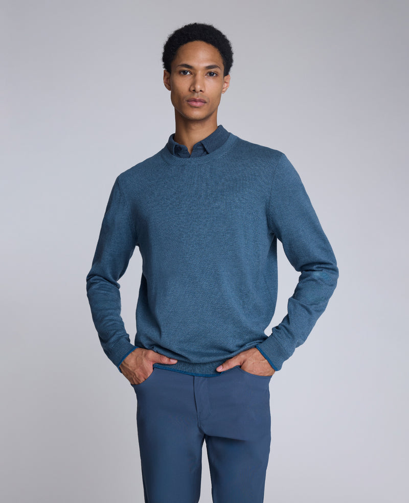 Kenneth Cole - Crewneck Sweater with Tipping Details MENS SWEATER for Men