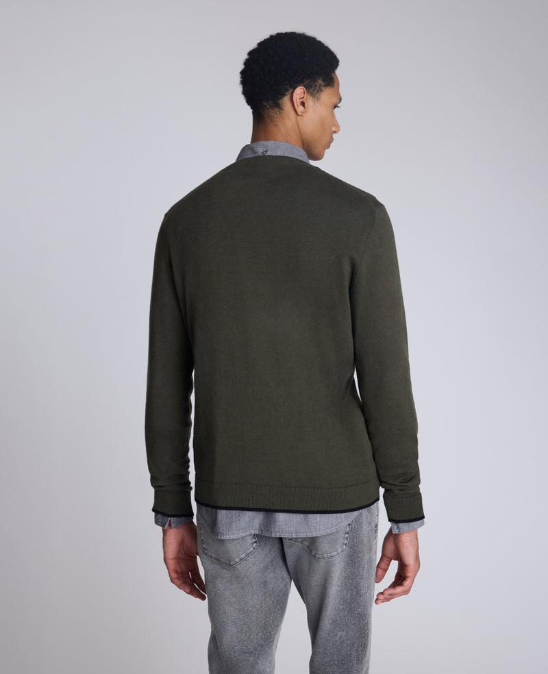 Kenneth Cole - Crewneck Sweater with Tipping Details MENS SWEATER for Men