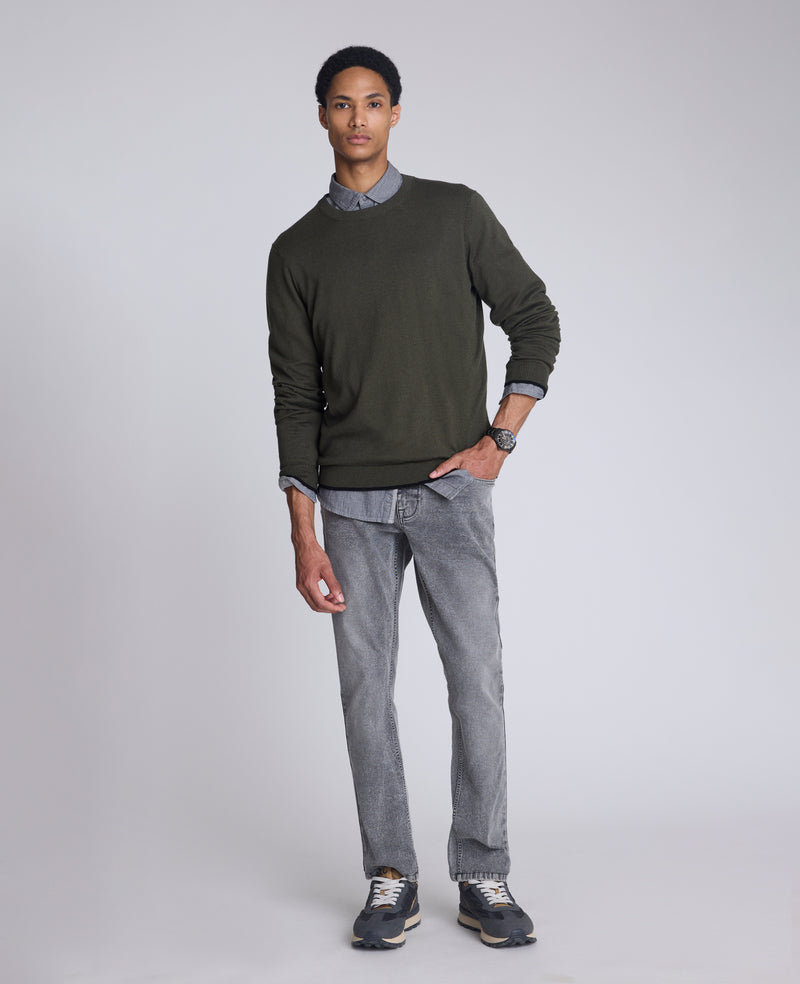 Kenneth Cole - Crewneck Sweater with Tipping Details MENS SWEATER for Men