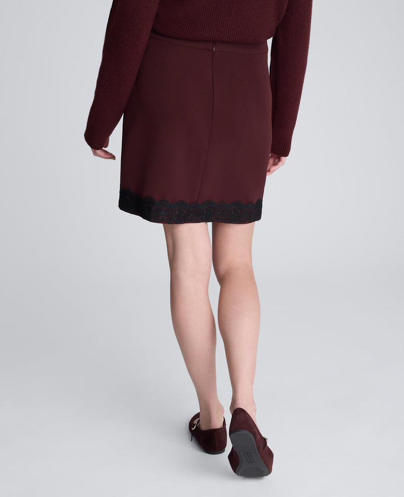 Kenneth Cole - Luxe Twill Faux Wrap Mini Skirt With Lace Trim WOMENS SKIRTS for Women