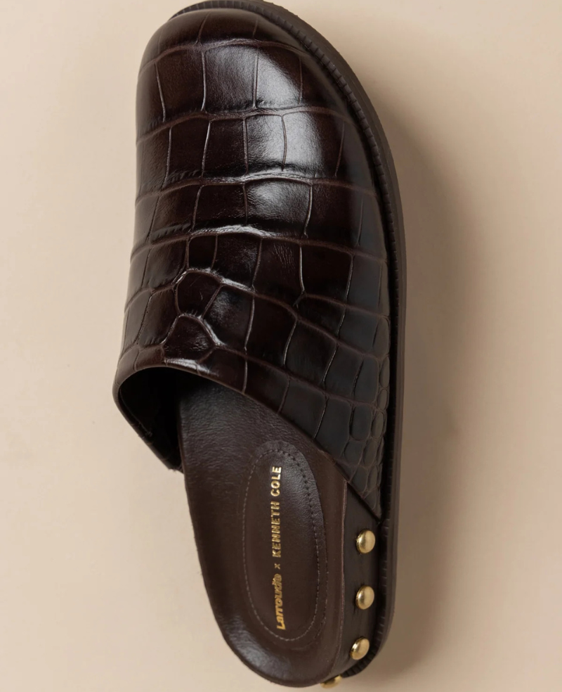 Kenneth Cole - Larroudé x Kenneth Cole: Clog Dark Oak Croco Leather Clog