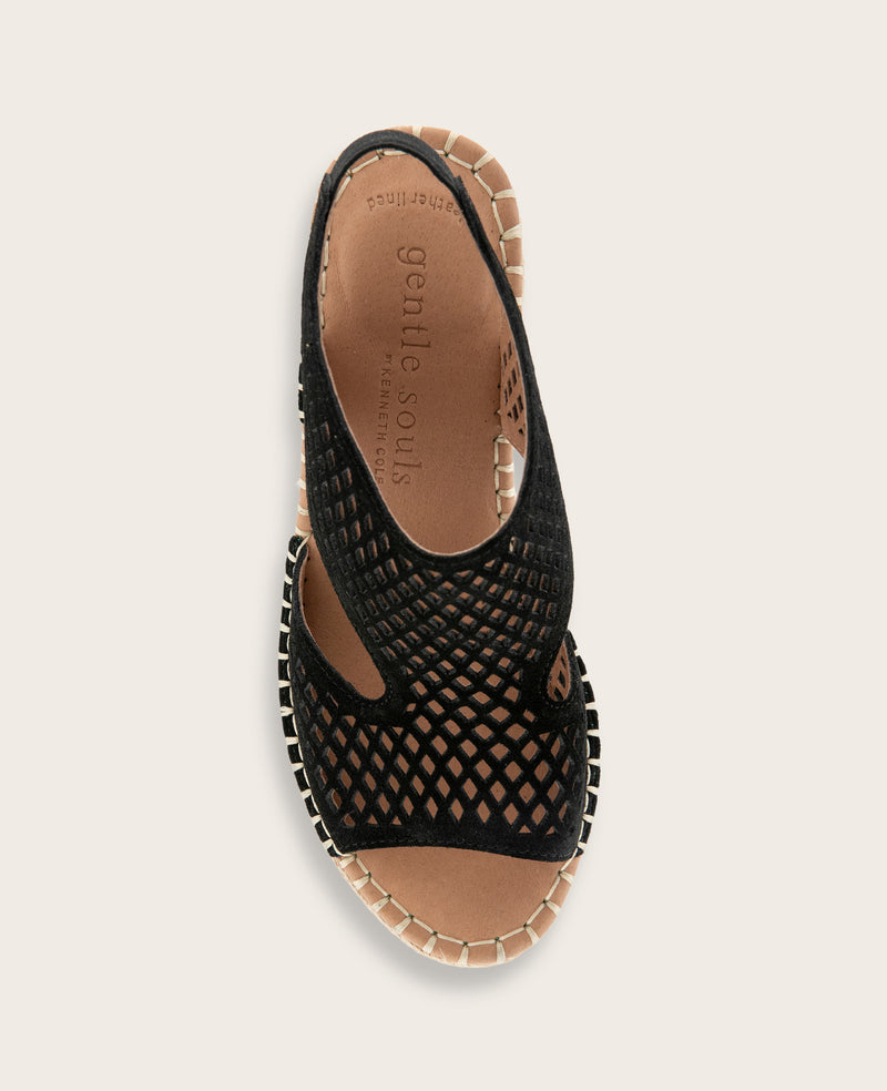 Kenneth Cole - GENTLE SOULS - Cody Perforated Suede Espadrille Wedge WOMENS SANDAL for Women
