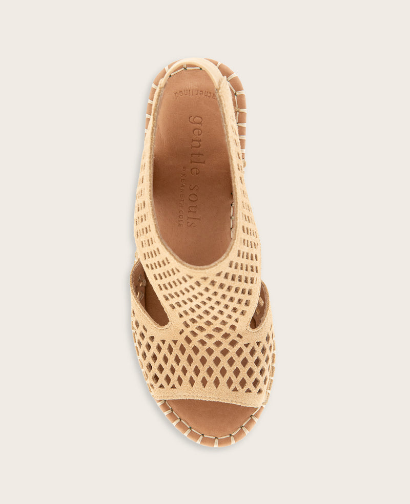 Kenneth Cole - GENTLE SOULS - Cody Perforated Suede Espadrille Wedge WOMENS SANDAL for Women